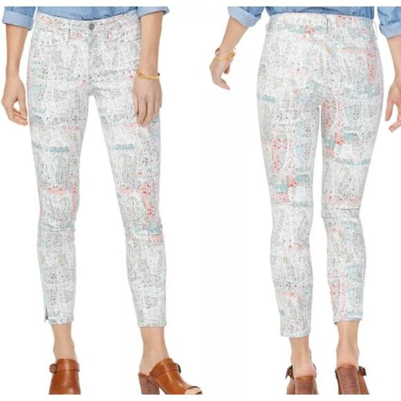 NYDJ Marilyn Straight Cropped Jean Sz 16 "Paisley Impressions" Lift Tuck Summer - Picture 1 of 8